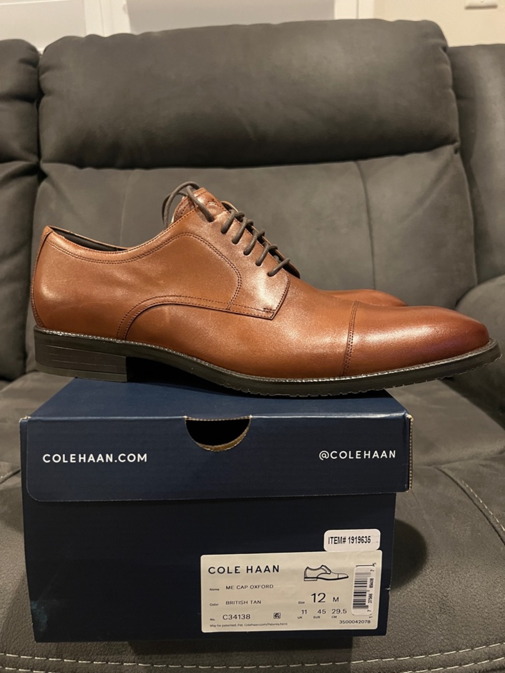 Cole Haan Men’s Cap-Toe Oxford in Brown Leather